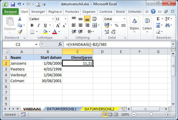 Gratis Tips Excel De Functie Datumverschil