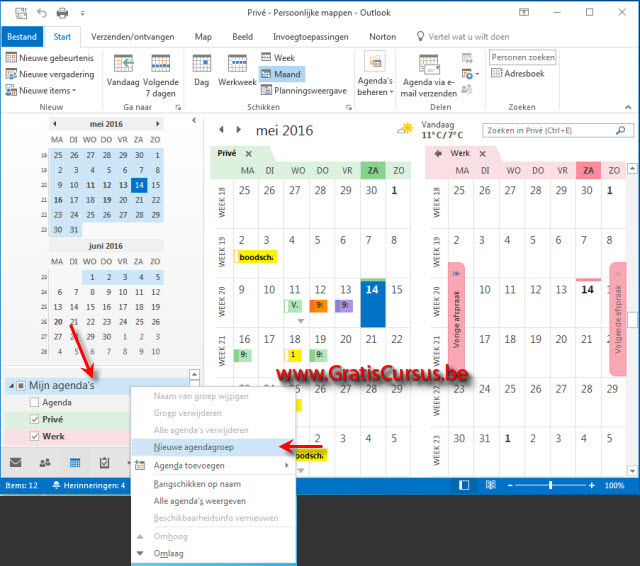 Outlook 2016 - Agenda's vergelijken